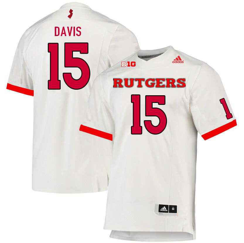 Men #15 Carnell Davis Rutgers Scarlet Knights College Football Jerseys Sale-White - Click Image to Close